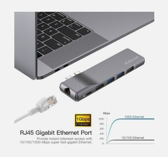 USB 3.0 HUB Dodocool DC73 aluminium pro MacBook - 4