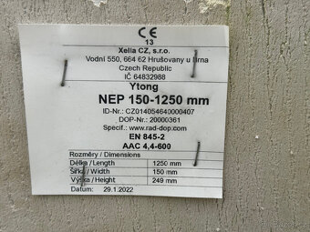 Nenosný překlad YTONG NEP 150-1250 - 4