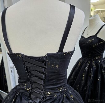 NOVÉ plesové šaty ČERNO-ZLATÉ - 4