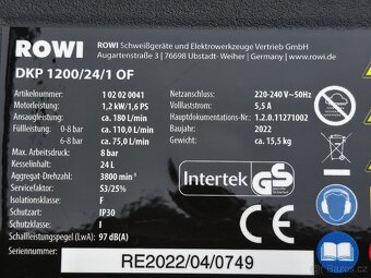 Prodám NEPOUŽITÝ Bezolejový kompresor ROWI DKP 1200/24/1 OF - 4