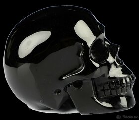 Anatomická černá lebka, leštěný obsidián 1,45kg - 4