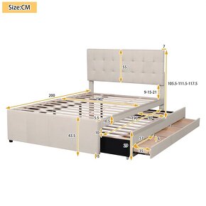 Manželská postel s rozkládacím lůžkem 140x200/90x190 - 4