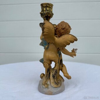 Anděl figurální svícen masivní vinyl malovaný - 4
