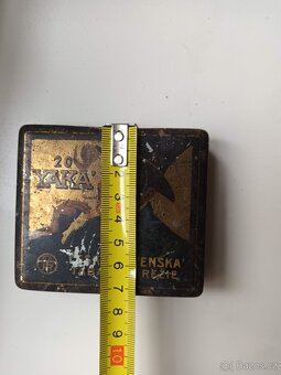 Starožitná plechová krabička na cigarety YAKA - 4
