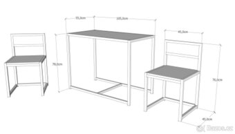 Jídelní set stůl + 2 židle - 4