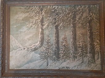 Starý obraz plátno signováno - 4