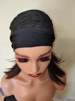 Nová headband paruka s čelenkou, tmavé mikádo - 4