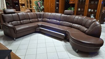 Rozkládací Kožená sedací souprava - 4