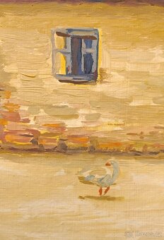 Obraz Jiří Krajíček, statek u H. Králové 1981, olej 60x84 - 4