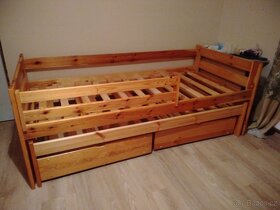 postel s přistýlkou a dvěma šuplíky, borový masiv - 4