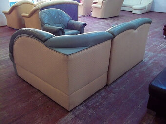 137 Kožená rohová rozkládací sedací souprava sedačka zelená - 4