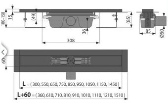 Sprchový žlab Alca 85 cm nerez černá mat - 4