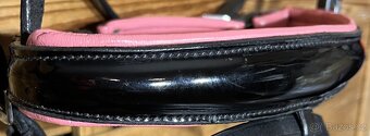 Uzdečka Deluxe růžová se starorůžovou čelenkou+otěže - 4