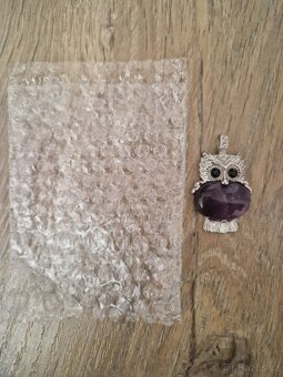 Nový bižu přívěsek sova s ametystem - 4