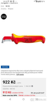 Prodám elektrikářský nůž Knipex s kluznou patkou izolovaný - 4