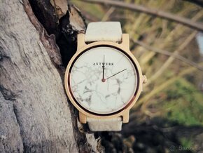Drevene hodinky kremove z javoroveho dreva - 4