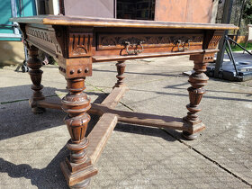 Starožitný stůl z masivu ze zámku, perfektní stav - 4