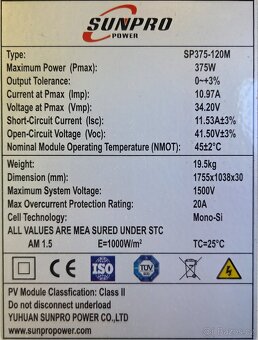 FV panel SUNPRO POWER SP375-120M 375 Wp - 4