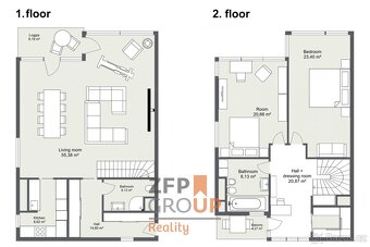 Pronájem bytu 3+kk, 156,23 m2 - mezonet, lodžie 8,19 m2 i ba - 4