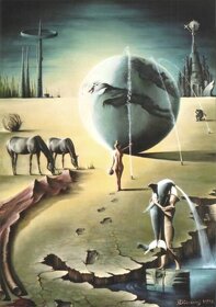 Obrazy + čerstvé unikátní malby - Karel Gott + pražský orloj - 4