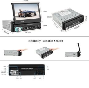 Autorádio Bluetooth 1 Din Carplay&Android Auto výsuvný displ - 4