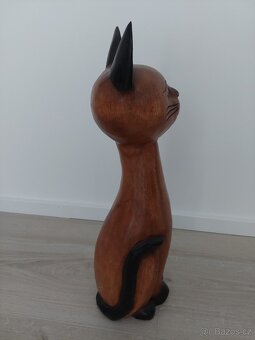 Dřevěná dekorace kočka cca 50cm - 4