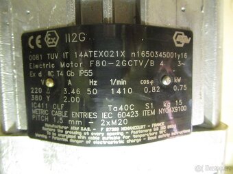 NEPOUŽITÝ přírubový elektromotor 380V.0,75kw-1410ot.min. - 4