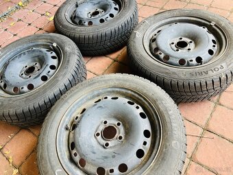 4x Plechové disky R15, 5x100, zimní pneumatiky - 4