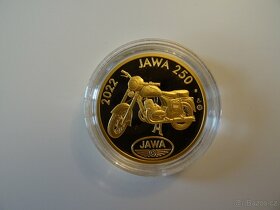 Zlatá půluncová medaile - mince Motocykl JAWA 250 proof - 4