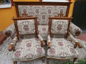 Starožitna sedačka,pohovka + 2křesla - 4