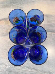 Sada 6 modrých sklenic Modré skleničky Květiny - Chvaletice - 4