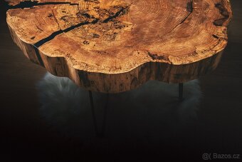 Luxusný stolík z brestu = prumer 90cm - 4