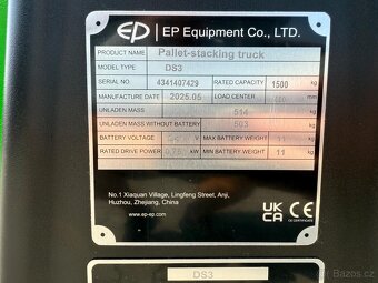 Elektrický vysokozdvižný vozík EP DS3, poslední kus - 4