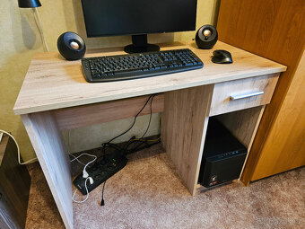 Malý kancelářský /pracovní, psací nebo PC/ stůl, světlý dub - 4