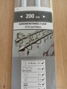 Nová dvojitá kovová záclonová garnýž 200 cm - 4