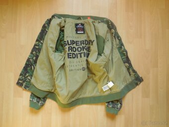 pánská Superdry khaki bunda,bomber plátno maskáč jaro L-XL - 4