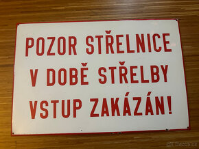 RETRO smaltovaná cedule POZOR STŘELNICE 60x40 cm - 4