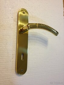 Dveřní klika / kování, zlatá lesk, rozteč 90mm /23ks - 4