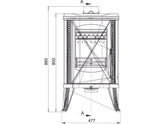 GUČA Krbová kamna ELIPTIKO, 7,5 kW, 47,7 x 47,3 x 86 cm - 4