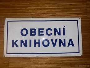 RETRO smaltovaná cedule OBECNÍ KNIHOVNA - 80x40 cm - 4
