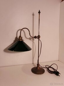 stará mosazná lampa bankéřka, zelené stínidlo - 4