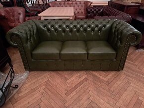 Nová kožená sedačka Chesterfield trojka. Top cena - 4