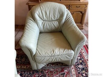 Luxusní kožená sedací souprava 3+1+taburet, 1900 - 4