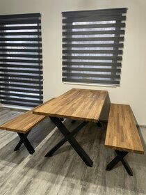 Masivní dubový stůl s lavicemi - 4