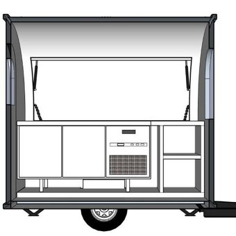 Food Truck Bílý 2,0 m široký s podvozkem a vybavením - 4