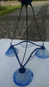 Lustr z modrého designového skla - 4