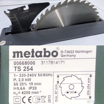 Prodám stolní pilu Metabo TS 254 2,0kW - 4