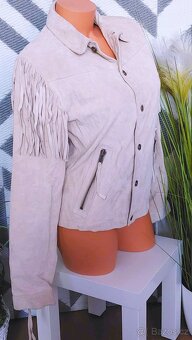 KOŽENÁ BUNDA S TŘÁSNĚMI - MOTO STYL - H&M - vel. 46 - 4