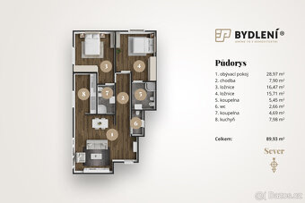 Prodej bytu 3+kk – 96,2 m², 1. NP, Teplice – Šanov 1 (Rezide - 4