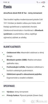 Airsoft R28-B Tan Colt 1911 celokov plyn - 4